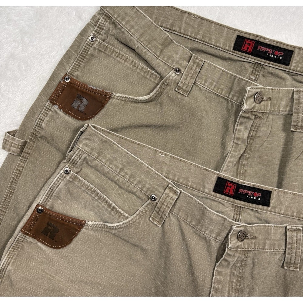 LOT OF 2 Wrangler RIGGS Workwear Ripstop Carpenter Pants Men 40x32 HeavyDuty Tan